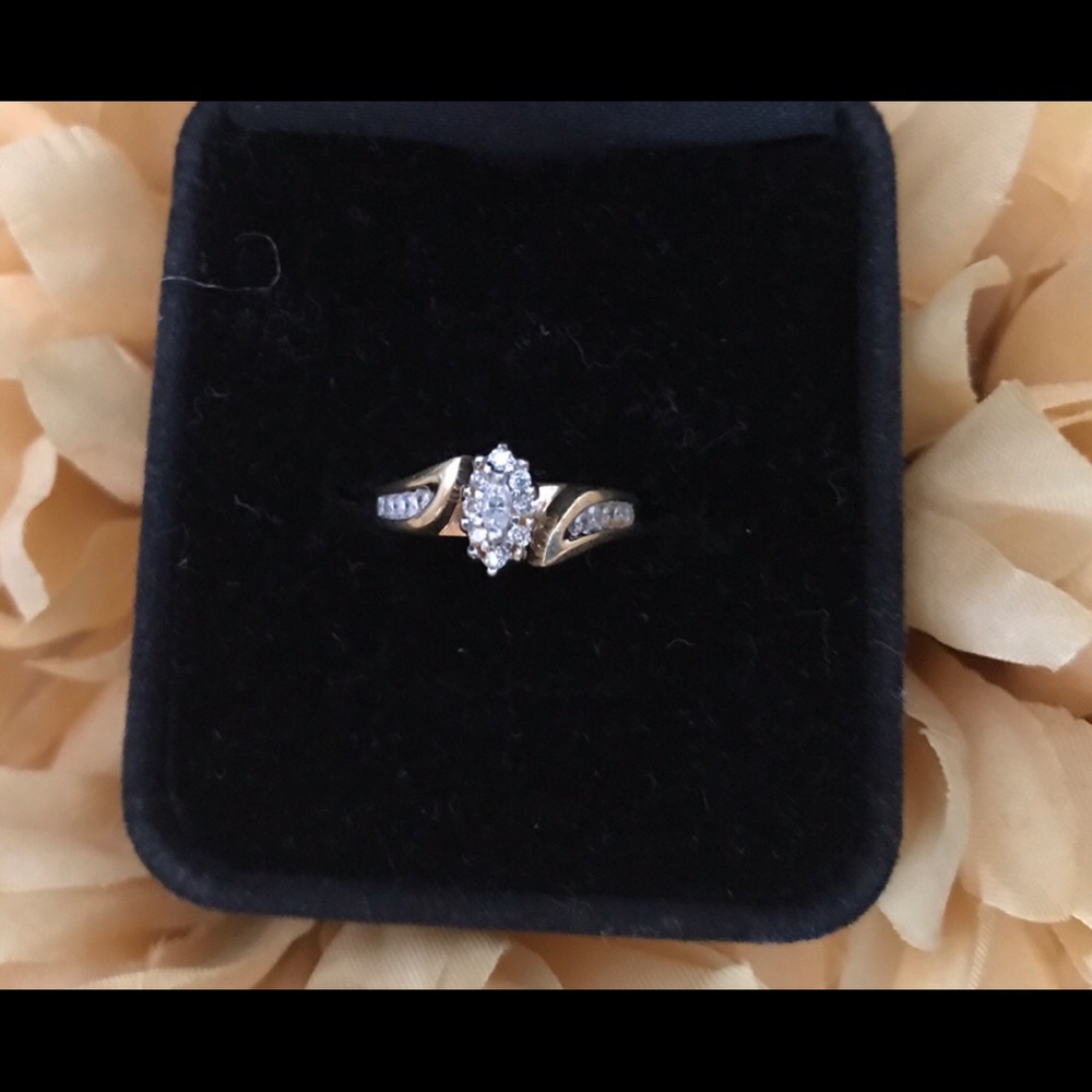 Diamond Engagement Promise Ring 10k Yellow Gold 1/4 CTW